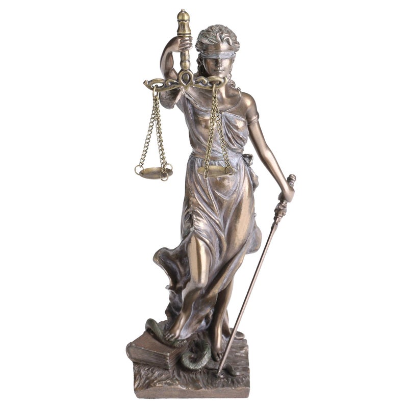 UNICORN STUDIO 8 1/8 Inch Lady Justice Holding Scale and Sword Cold Cast Resin Bronze Finish Statue Home Decor Gift - Image 1